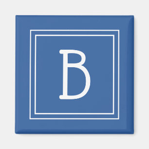 Modern Monogram Letter Initiaal Sjabloon Royal Blu Magneet