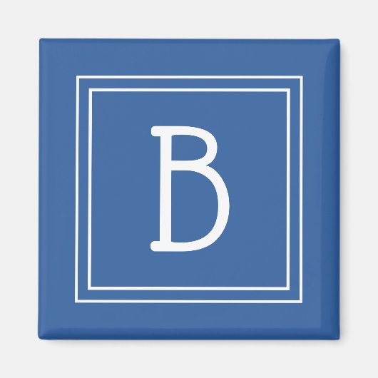 Modern Monogram Letter Initiaal Sjabloon Royal Blu Magneet (Voorkant)