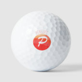 Modern monogram letter P sinaasappel koraal roze Golfballen (Voorkant)