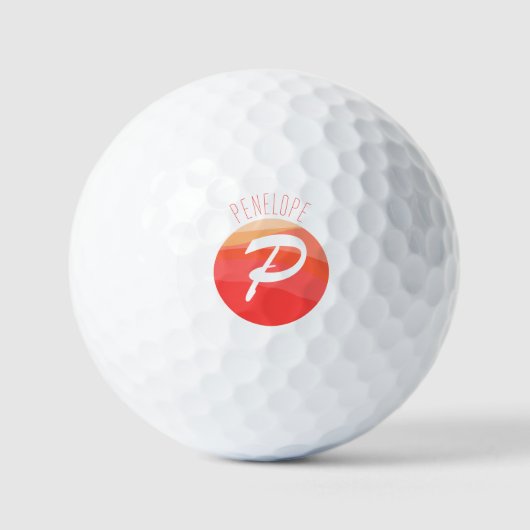 Modern monogram letter P sinaasappel koraal roze Golfballen (Voorkant)