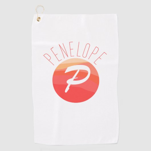 Modern monogram letter P sinaasappel koraal roze Golfhanddoek (Voorkant)