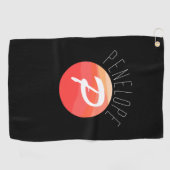 Modern monogram letter P sinaasappel koraal roze z Golfhanddoek (Horizontaal)