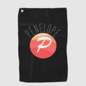 Modern monogram letter P sinaasappel koraal roze z Golfhanddoek (Voorkant)