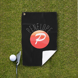 Modern monogram letter P sinaasappel koraal roze z Golfhanddoek