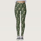 Modern Monogram Letter Typewriter Typografie Green Leggings (Voorkant)
