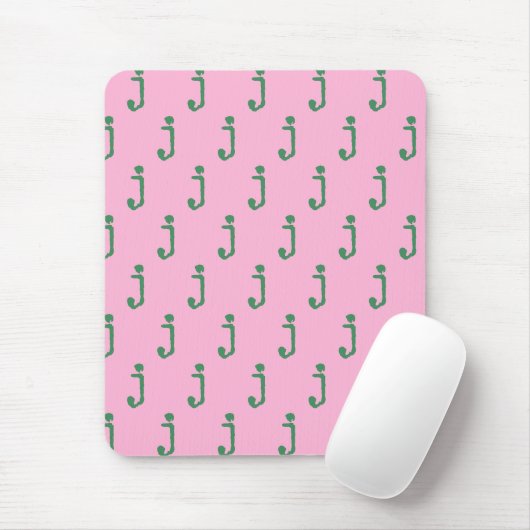 Modern Monogram Letter Typewriter Typography Pink  Muismat (Met muis)