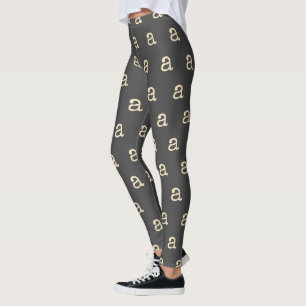 Modern Monogram Letter Typewriter Typogray Gray Leggings