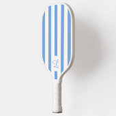 Modern Monogram Lichtblauwe Strepen Girly Pickleball Paddle (Links)