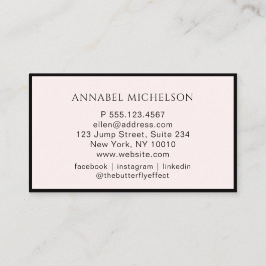 Modern, Monogram, Lichtroze Visitekaartje (Achterkant)