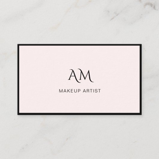 Modern, Monogram, Lichtroze Visitekaartje (Voorkant)