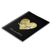 modern monogram liefdevol hart met haar naam zwart notitieboek (Linkerzijde)