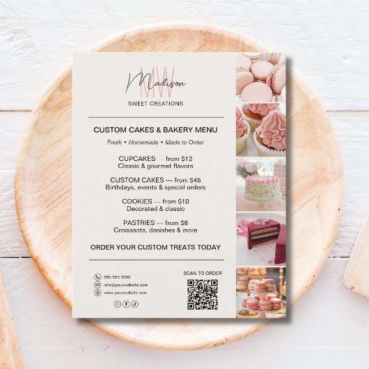 Modern Monogram Logo Bakkerij Menu QR