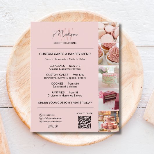 Modern Monogram Logo Bakkerij Menu QR Code