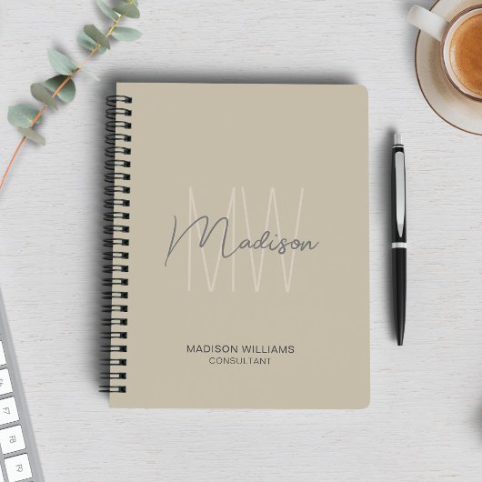 Modern Monogram Logo Beige Adviseur Notitieboek