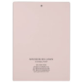 Modern Monogram Logo Blush Pink Consultant Klembord (Achterkant)