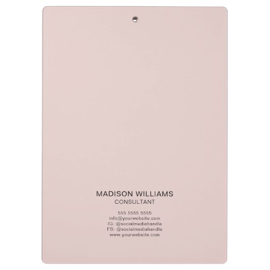 Modern Monogram Logo Blush Pink Consultant Klembord (Achterkant)