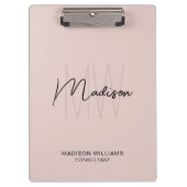 Modern Monogram Logo Blush Pink Consultant Klembord (Voorkant)