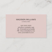 Modern Monogram Logo Blush Pink Consultant Visitekaartje (Achterkant)