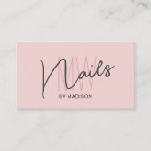 Modern Monogram Logo Blush Pink Nail Artist Visitekaartje (Voorkant)
