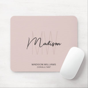 Modern Monogram Logo Blush Roze Consultant Muismat