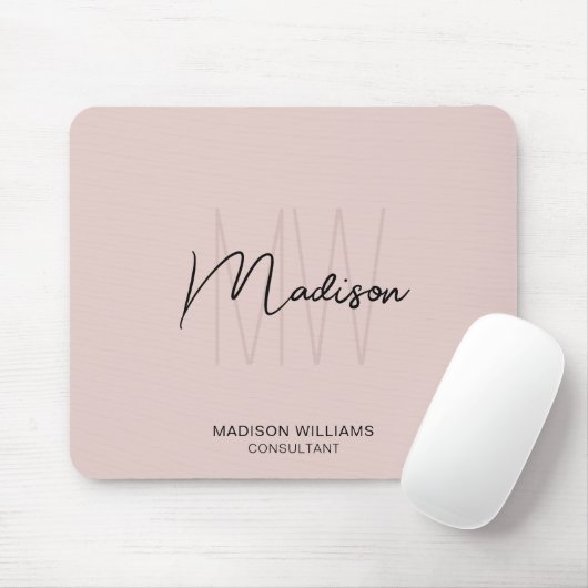 Modern Monogram Logo Blush Roze Consultant Muismat (Met muis)