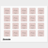 Modern Monogram Logo Blush Roze Consultant Vierkante Sticker (Vel)