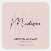 Modern Monogram Logo Blush Roze Consultant Vierkante Sticker (Voorkant)