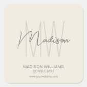 Modern Monogram Logo Crème Consultant Sticker (Voorkant)