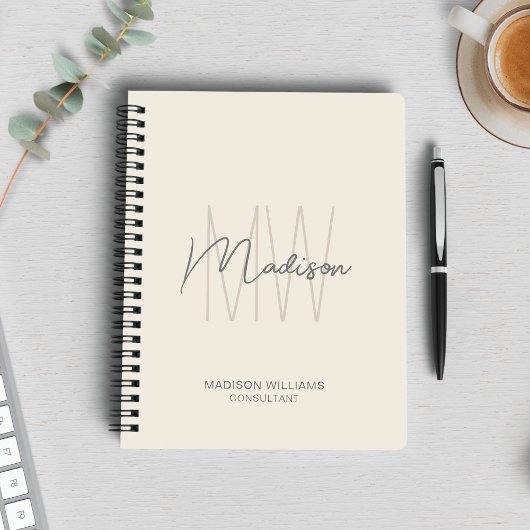 Modern Monogram Logo Crème Tane Consultant Notitieboek