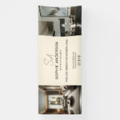 Modern Monogram Logo Foto Crème Bedrijf Spandoek (Verticaal)