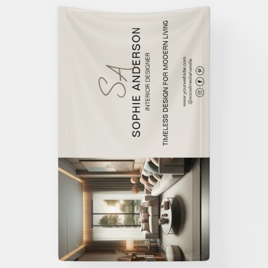 Modern Monogram Logo Foto Professioneel Bedrijf Spandoek (Verticaal)