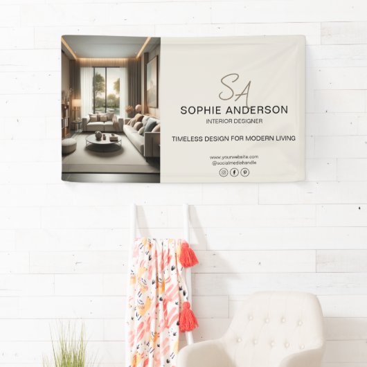 Modern Monogram Logo Foto Zakelijk Professioneel Spandoek (Insitu)