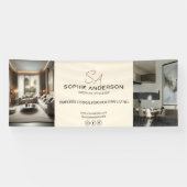 Modern Monogram Logo Fotocrème Zakelijk Spandoek (Horizontaal)