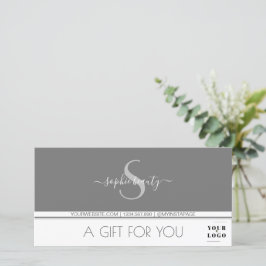 Modern Monogram Logo Gray & White Cadeaucertificaa