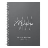 Modern Monogram Logo Grijs Consultant Notitieboek (Voorkant)