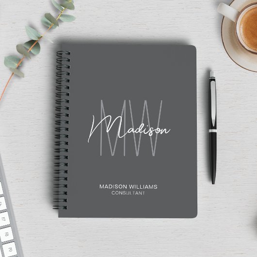 Modern Monogram Logo Grijs Consultant Notitieboek