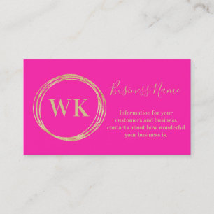 Modern Monogram Logo Hot Pink Gold Visitekaartje