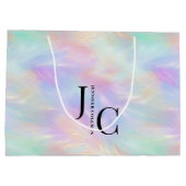 Modern Monogram Logo Iridescent Opal Stijlvol Groot Cadeauzakje (Achterkant)