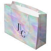 Modern Monogram Logo Iridescent Opal Stijlvol Groot Cadeauzakje (Achterkant Gekanteld)