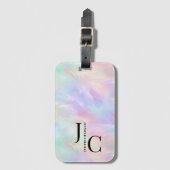 Modern Monogram Logo Iridescente Opal Stijlvol Bagagelabel (Voorkant (verticaal))