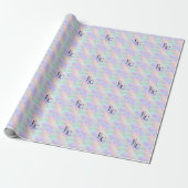 Modern Monogram Logo Iridescente Opal Stijlvol Cadeaupapier (Uitgerold)