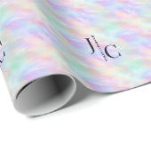 Modern Monogram Logo Iridescente Opal Stijlvol Cadeaupapier (Rol Hoek)
