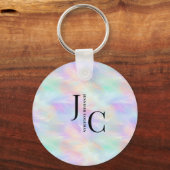 Modern Monogram Logo iriserend opaal stijlvol Sleutelhanger (Voorkant)