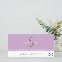 Modern Monogram Logo Lila Salon Cadeaucertificaat