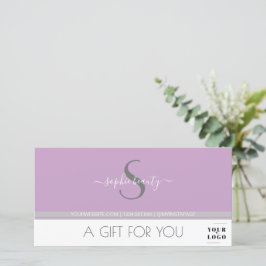 Modern Monogram Logo Lila Salon Cadeaucertificaat
