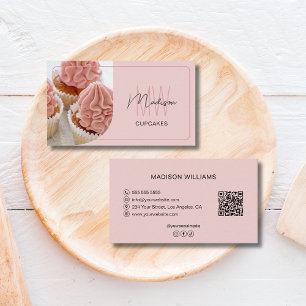 Modern Monogram Logo QR Bakkerij Gebak Chef Visitekaartje
