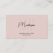 Modern Monogram Logo QR Code Blush Pink Consultant Visitekaartje (Voorkant)