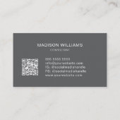 Modern Monogram Logo QR Code Grijs Consultant Visitekaartje (Achterkant)