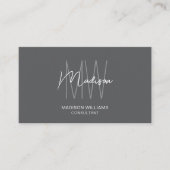 Modern Monogram Logo QR Code Grijs Consultant Visitekaartje (Voorkant)