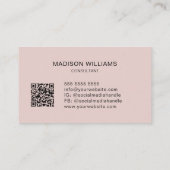 Modern Monogram Logo QR Code Roze Roze Consultant Visitekaartje (Achterkant)